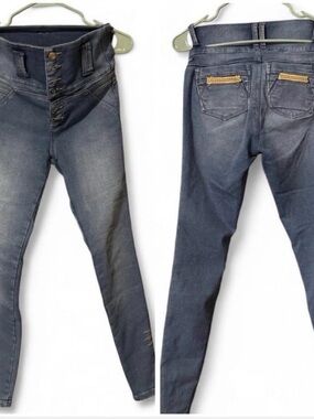 Colombian Jeans High-Waist Blue Women’s Jeans with Button Fly
